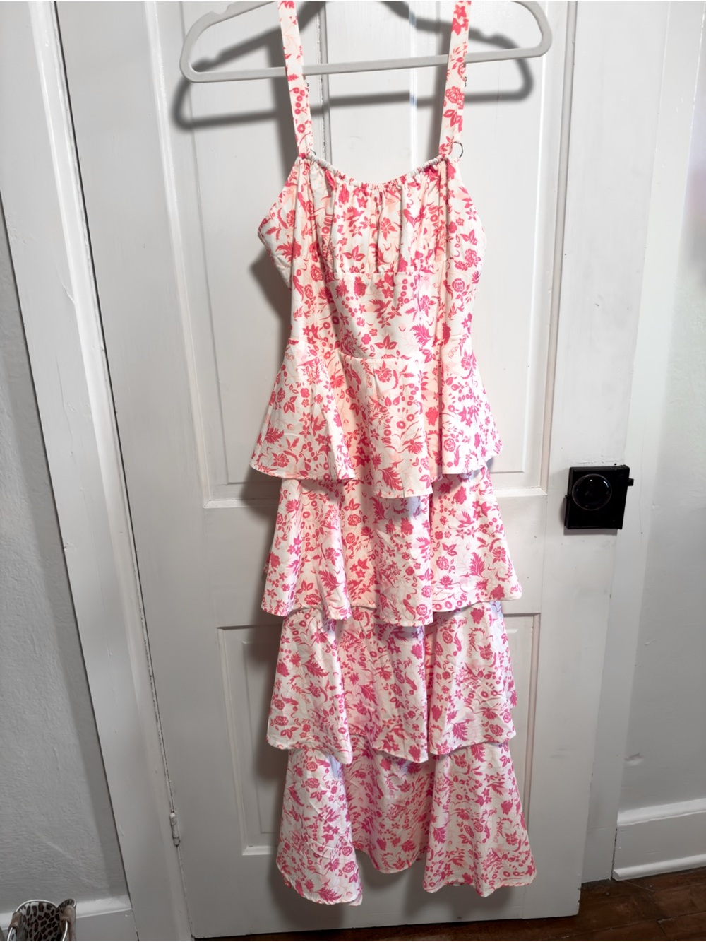 Wenrine Pink Floral Tiered Sundress